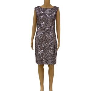 LAUREN RALPH LAUREN Sequin on sheer mesh Cut-Out Back Sleeveless Midi Dress Sz 6